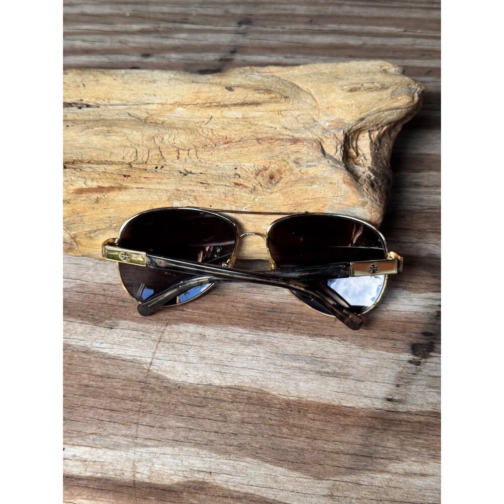 Tory Burch TY6010 1402/1E Gold Polarized Aviator Sunglasses Brown Gradient 58mm - Picture 9 of 16